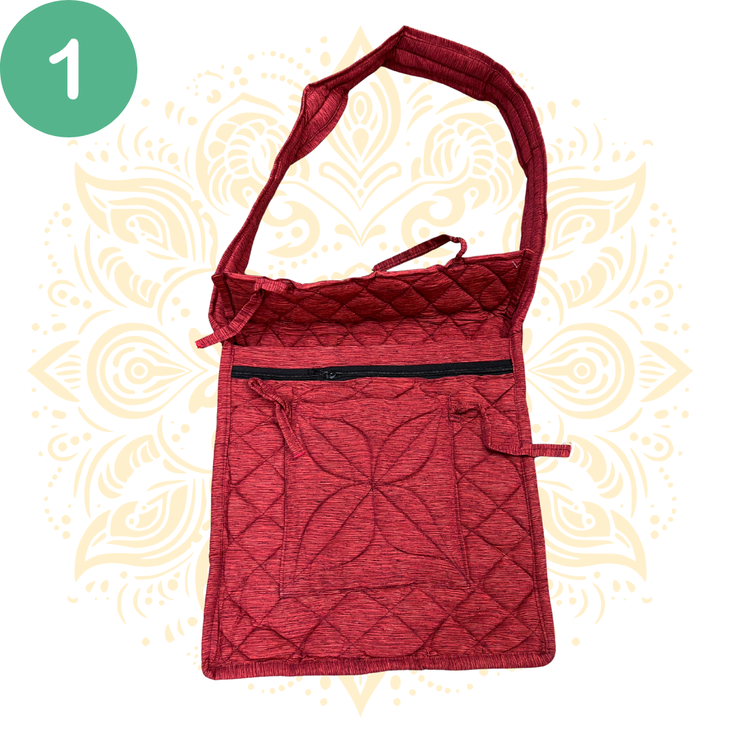 GK Khadi Shoulder Bag w/ Zipper Pocket | Handmade Cotton Crossbody Bag