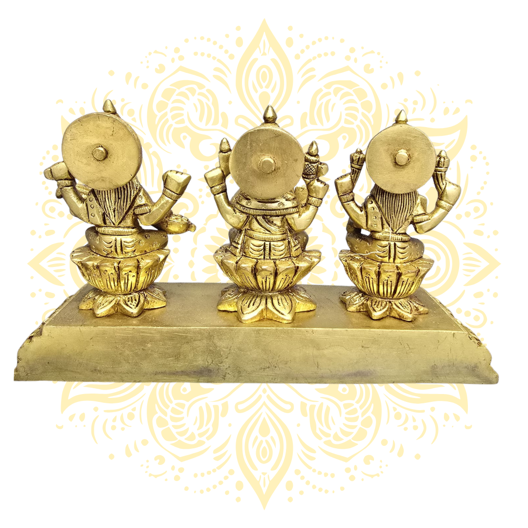 Brass Lakshmi Ganesha Saraswati Idol Set 4x8"