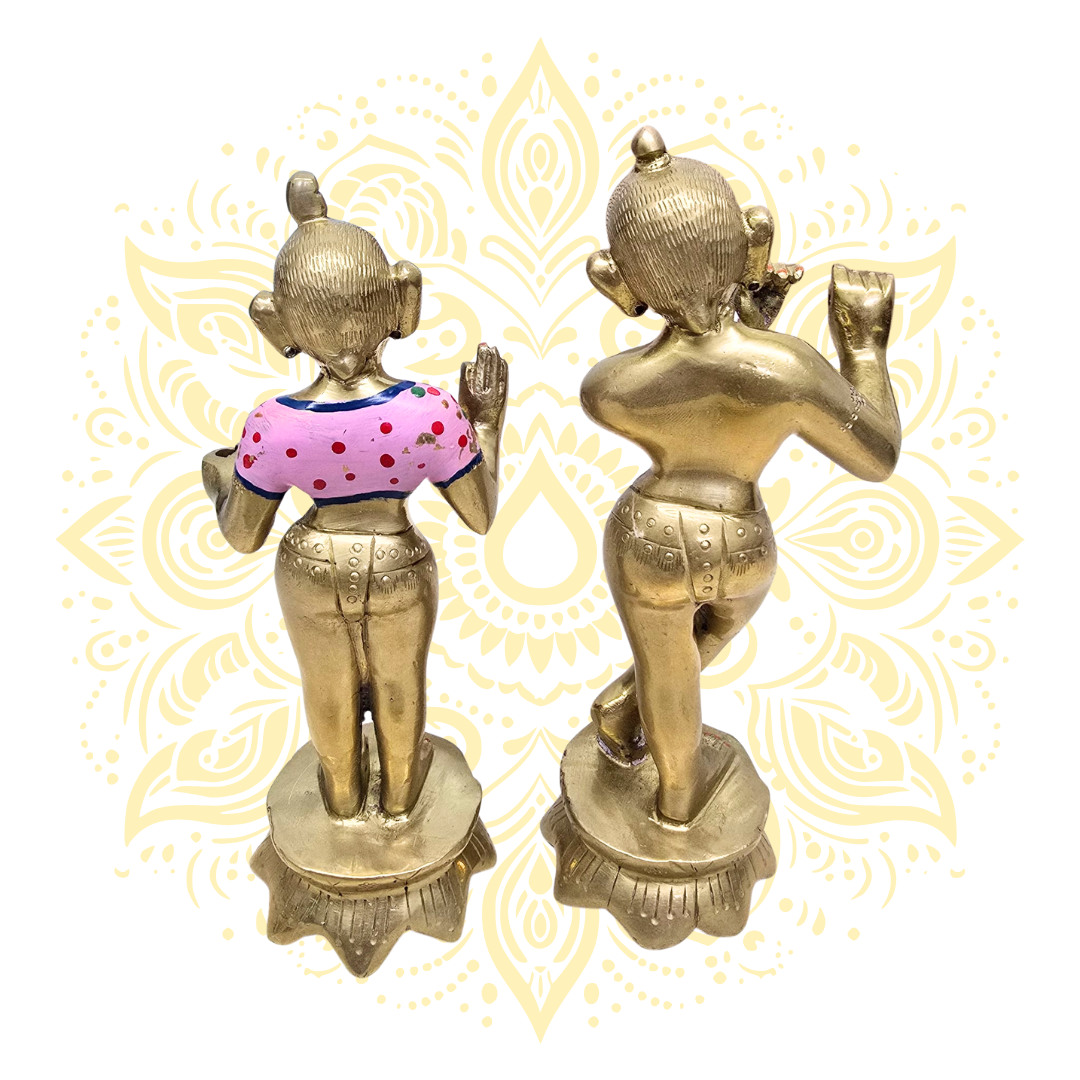 Radha Krishna Brass Murtis 7.5"