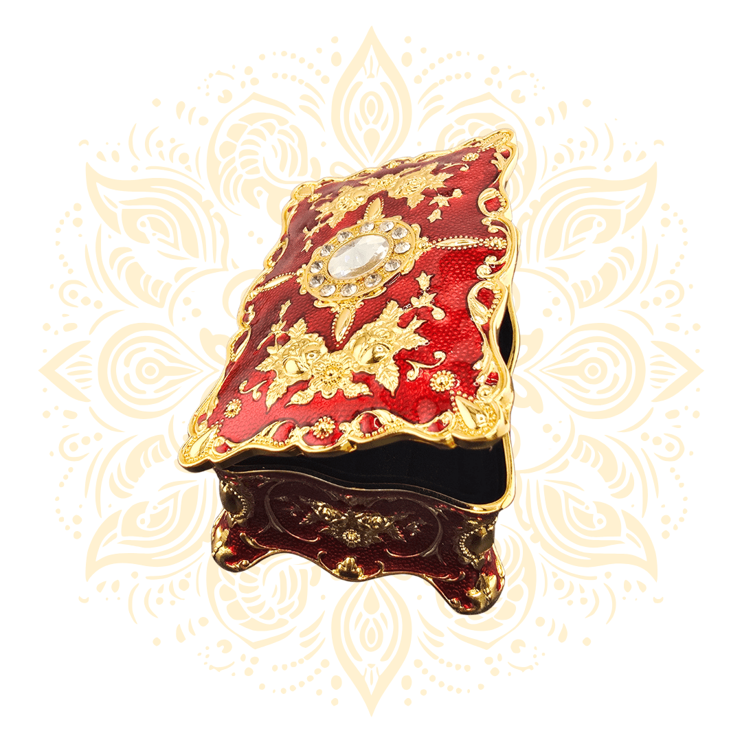Luxury Red Metal Jewelry Trinket Box w/ Ring Holder - Matchless Gifts11