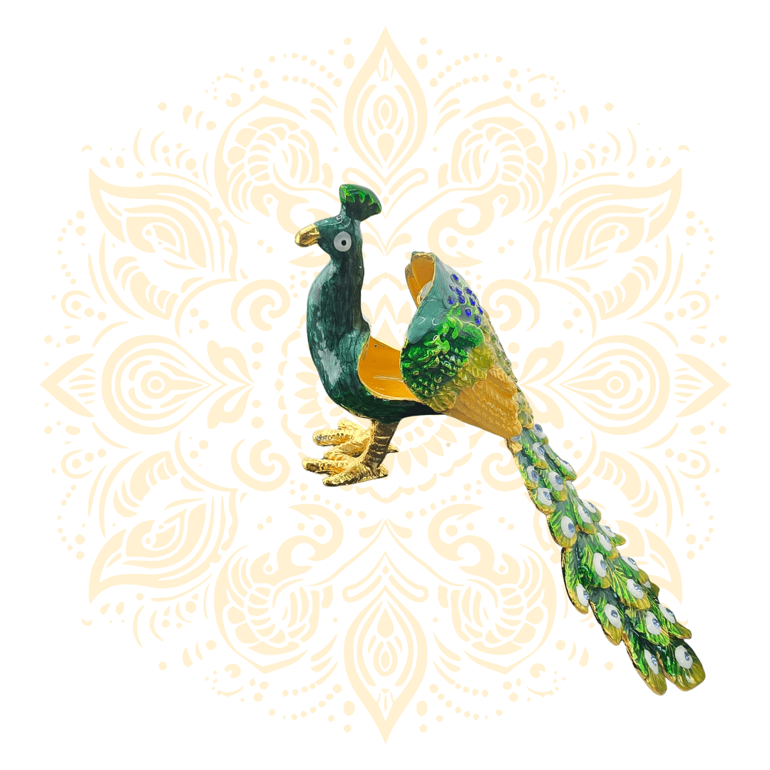 Peacock Metal Trinket Box w/ Crystal Accents | 6 x 3 Inch - Matchless Gifts2