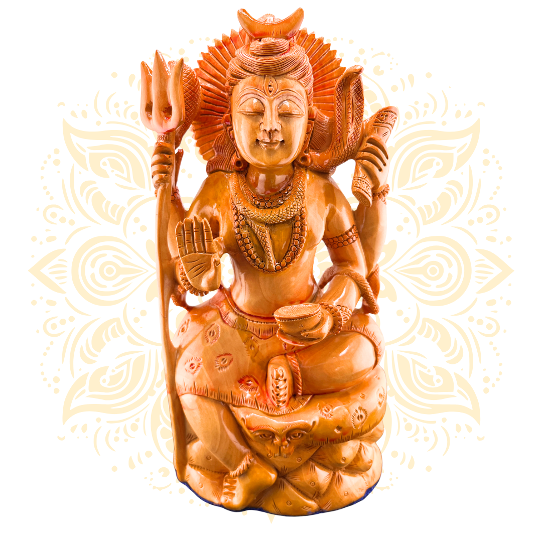 Hand Carved Wooden Lord Shiva - Matchless Gifts