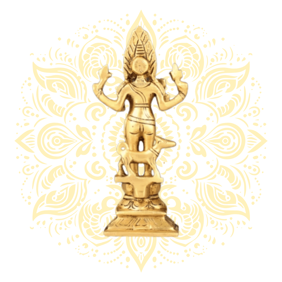 Brass Kala Bhairava Statue with Dog 6.5" - Matchless Gifts