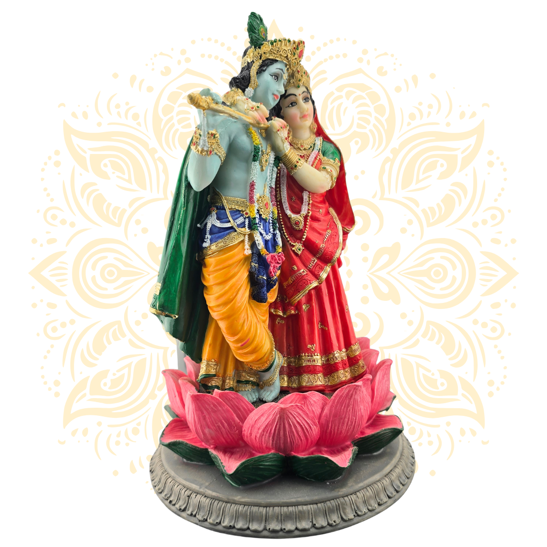Polyresin Radha Krishna on Lotus 10" - Matchless Gifts