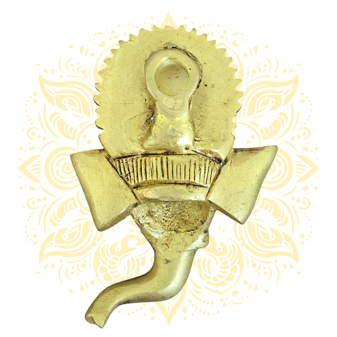 Brass Ganesh Face Wall Hanging 3.5"