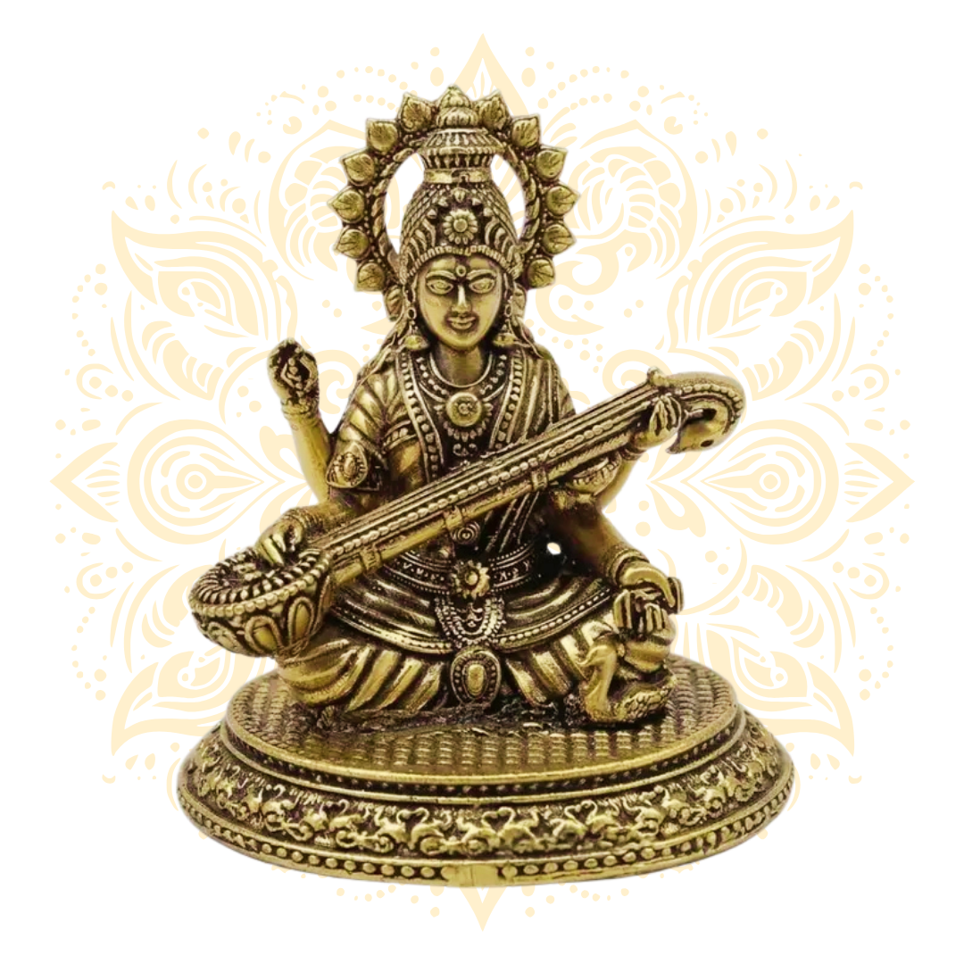 Brass Saraswati Statue 3.5” - Matchless Gifts
