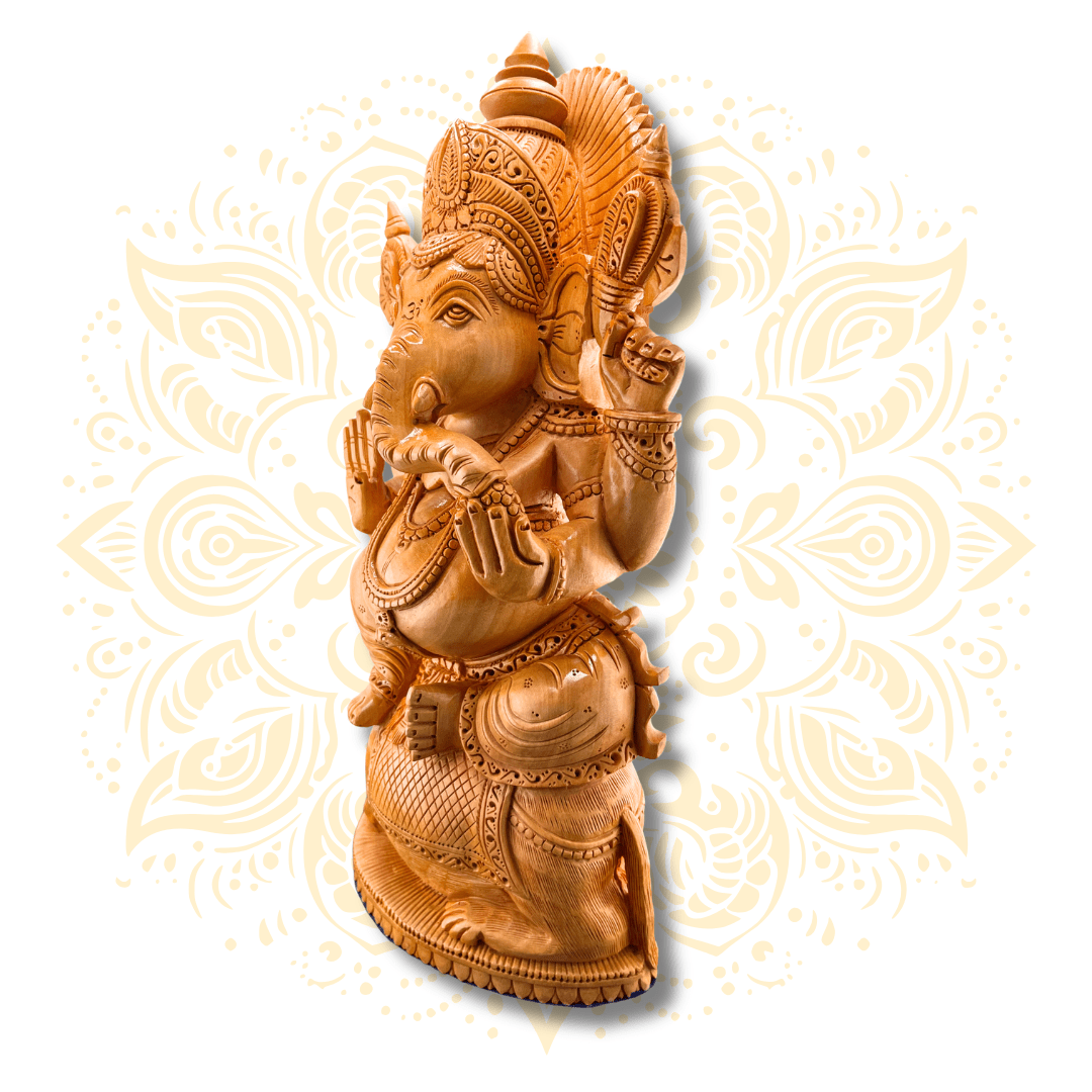 Hand Carved Wooden Ganesha 12” - Matchless Gifts