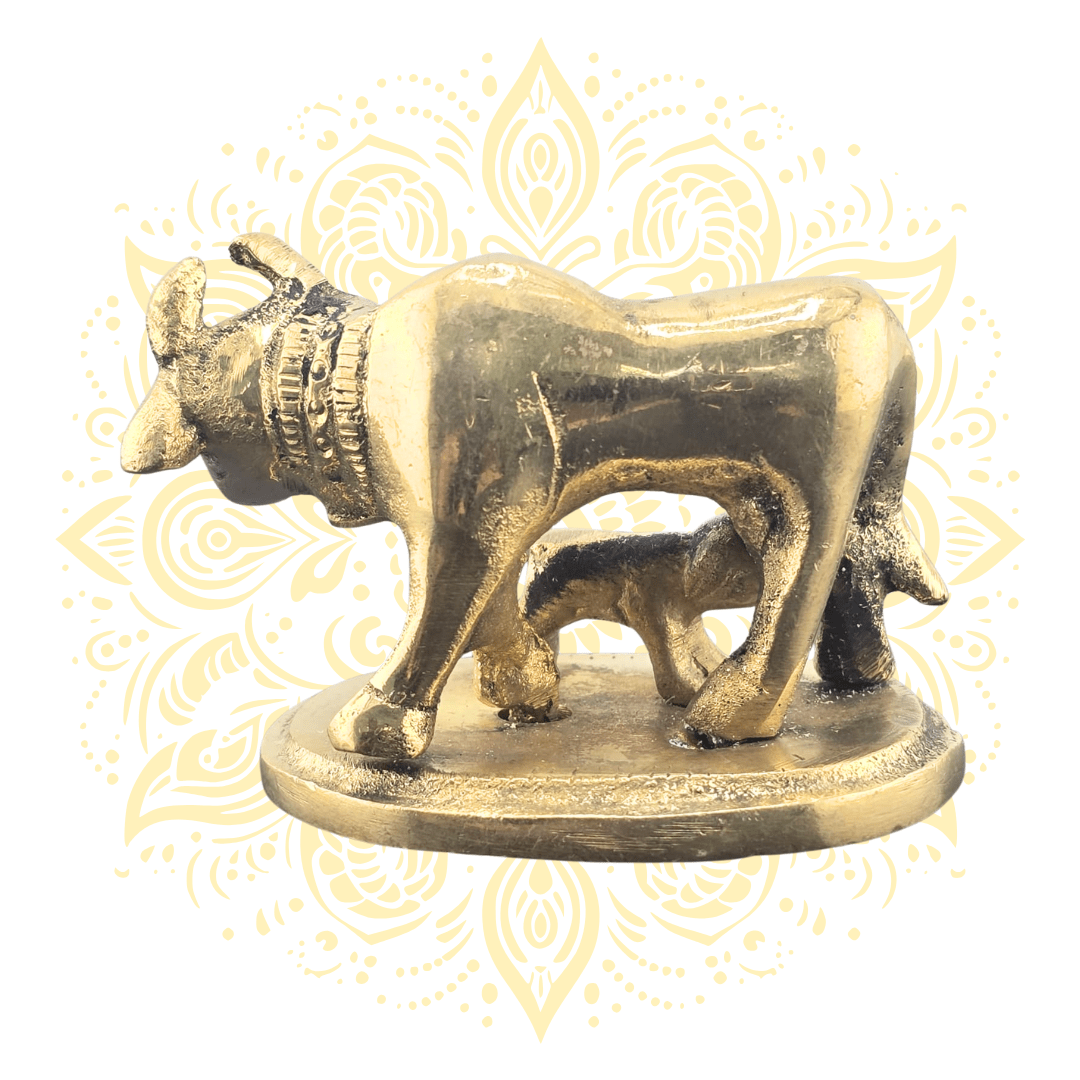 Brass 2" Cow with calf - Matchless Gifts