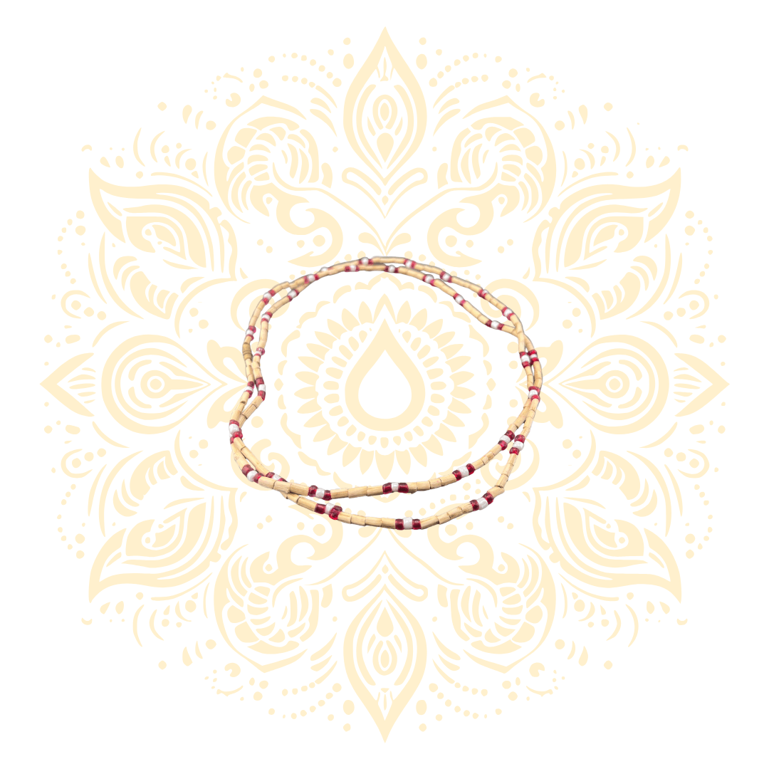 Tulasi Neckbeads - Red, Blue & Light Blue Beads - Matchless Gifts