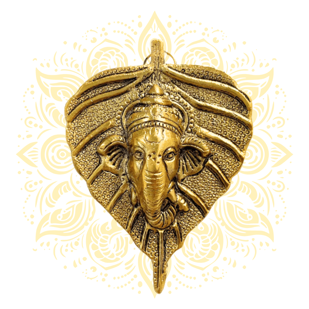 Leaf Ganesha Brass Wall Hanging 5" - Matchless Gifts