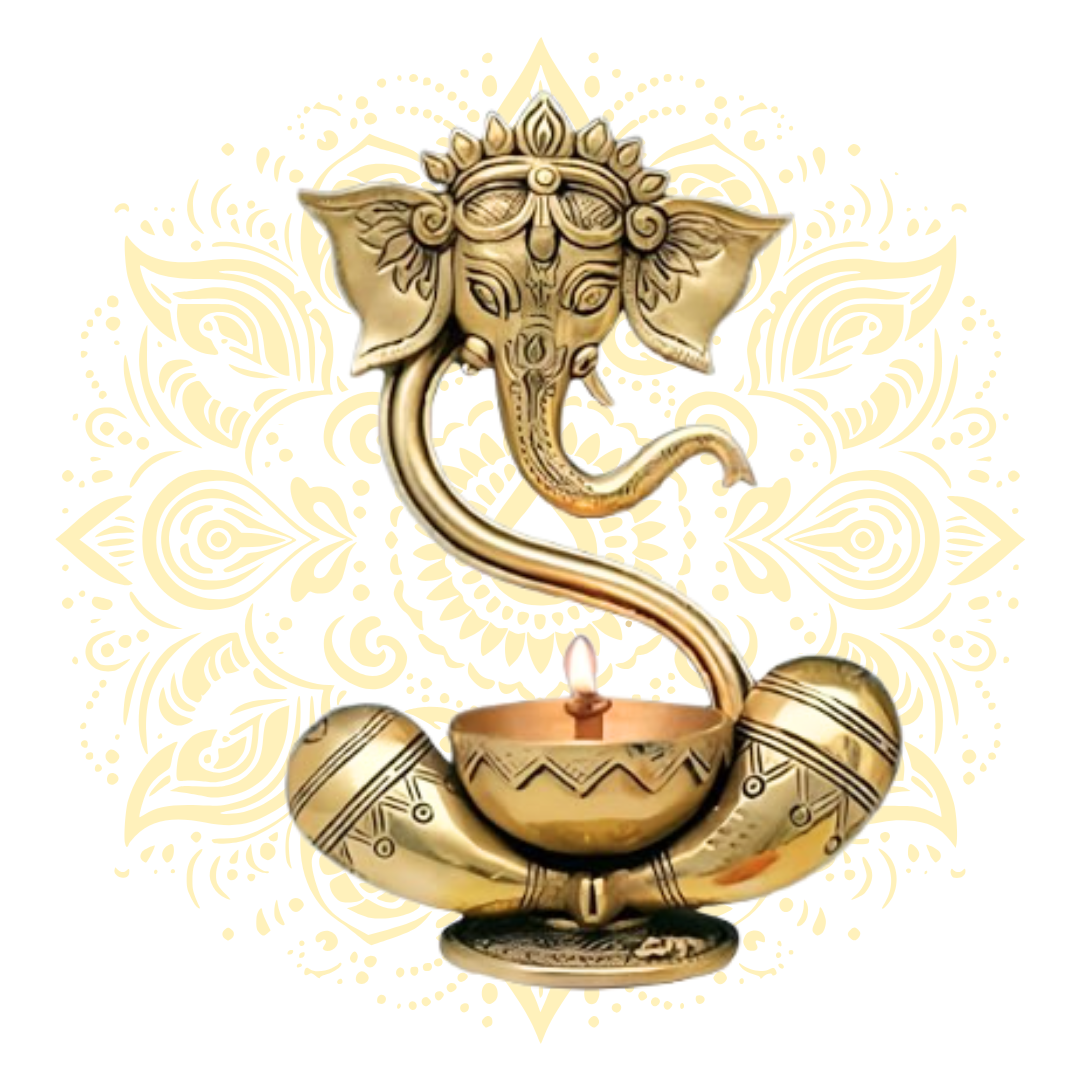 Ganesh Brass Oil Lamp Diya 8.5"