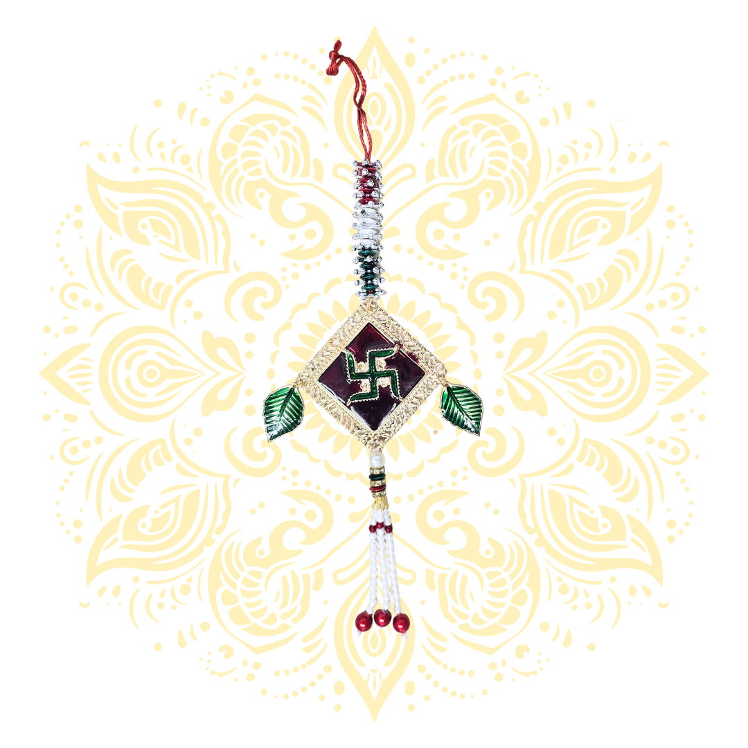 Auspicious Metal Car Hanger, Swastik or Laabh - Matchless Gifts55