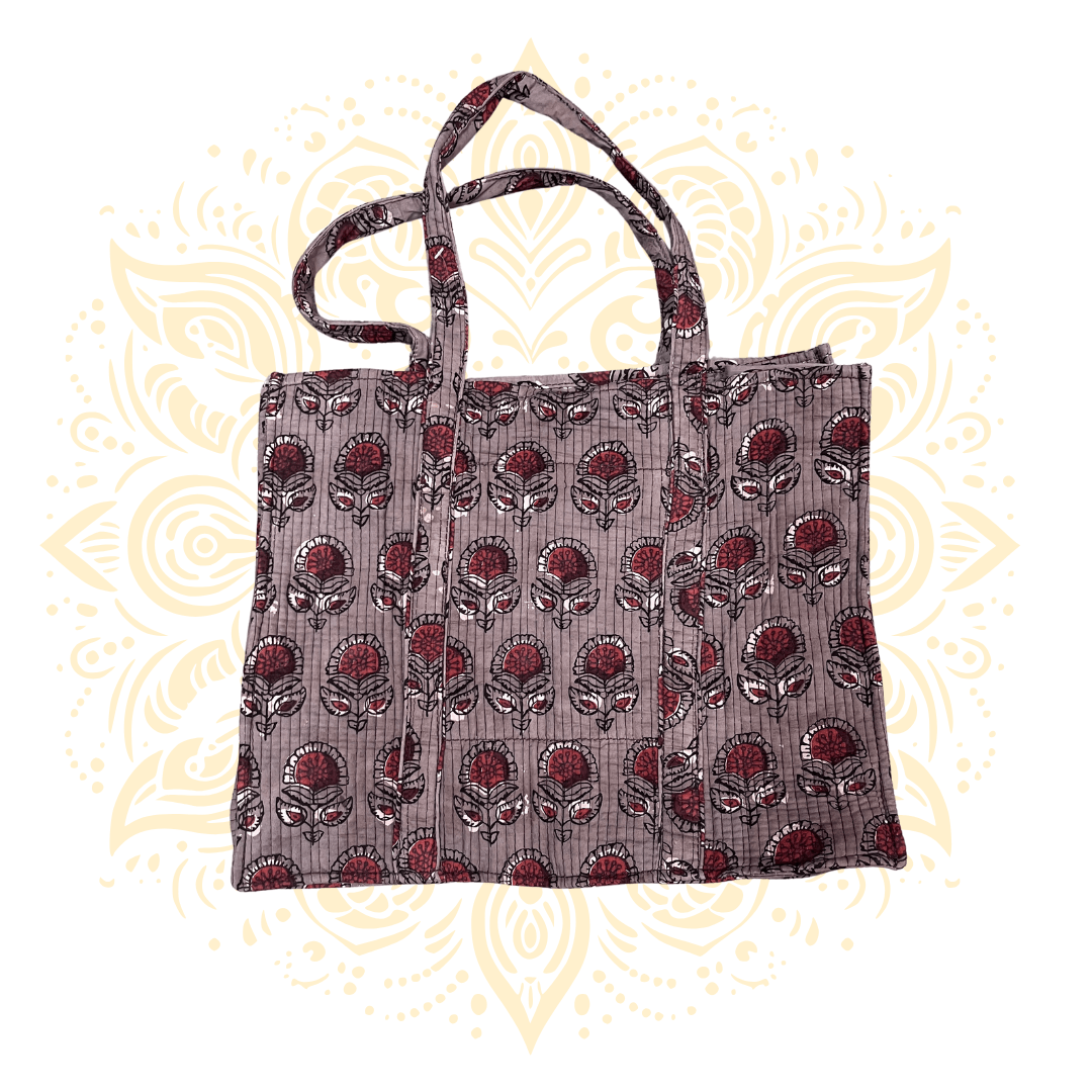 Quilted Cotton Tote Bag 17" x 15" w/ Floral Print - Matchless Gifts2