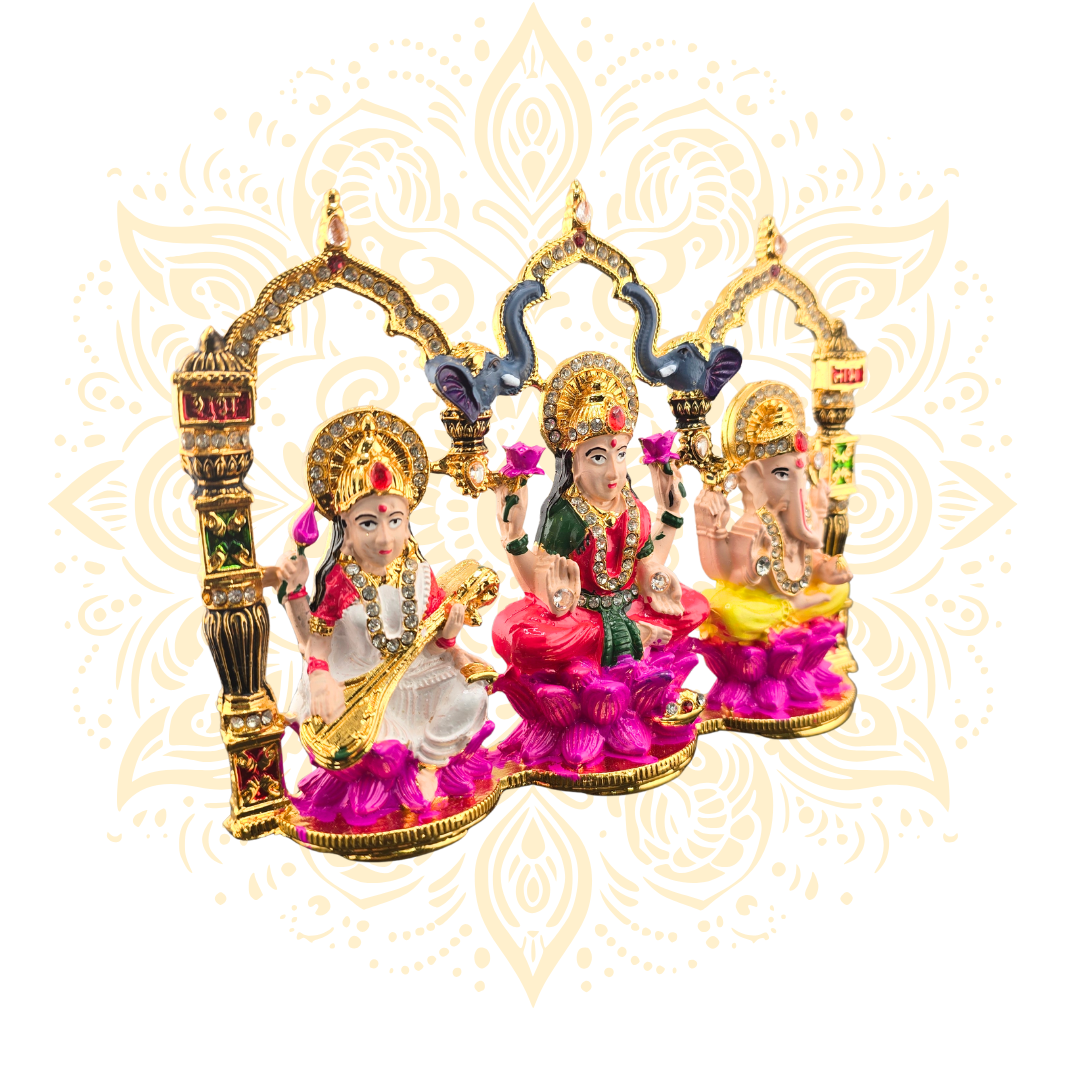 Lakshmi Saraswati Ganesh Pooja Stand 4.5 x 6”