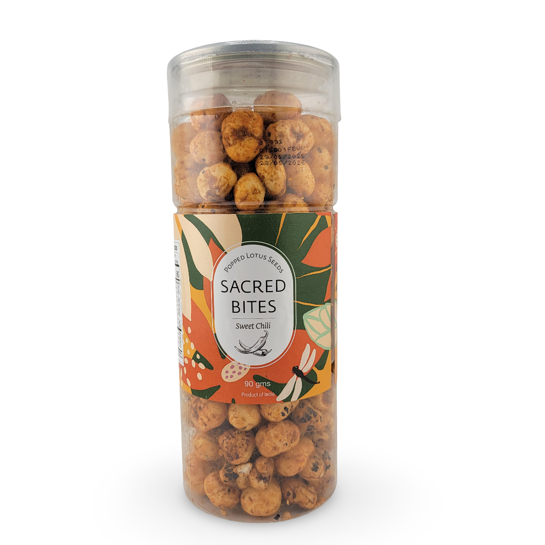 Sacred Bites Roasted Makhana Lotus Seeds 90 g | Crunchy Indian Fox Nut Snack in 3 Flavors