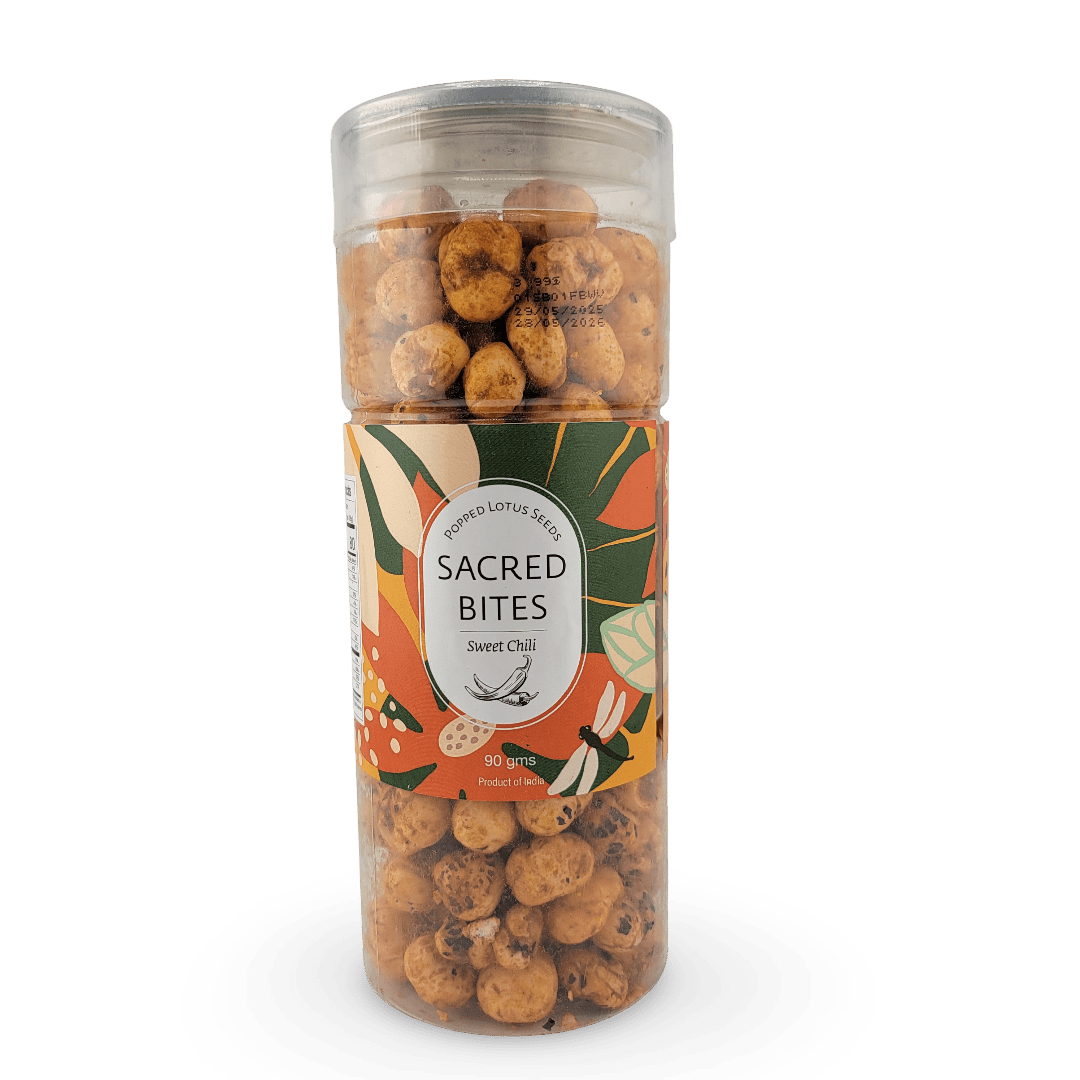 Sacred Bites Roasted Makhana Lotus Seeds 90 g | Crunchy Indian Fox Nut Snack in 3 Flavors - Matchless Gifts3