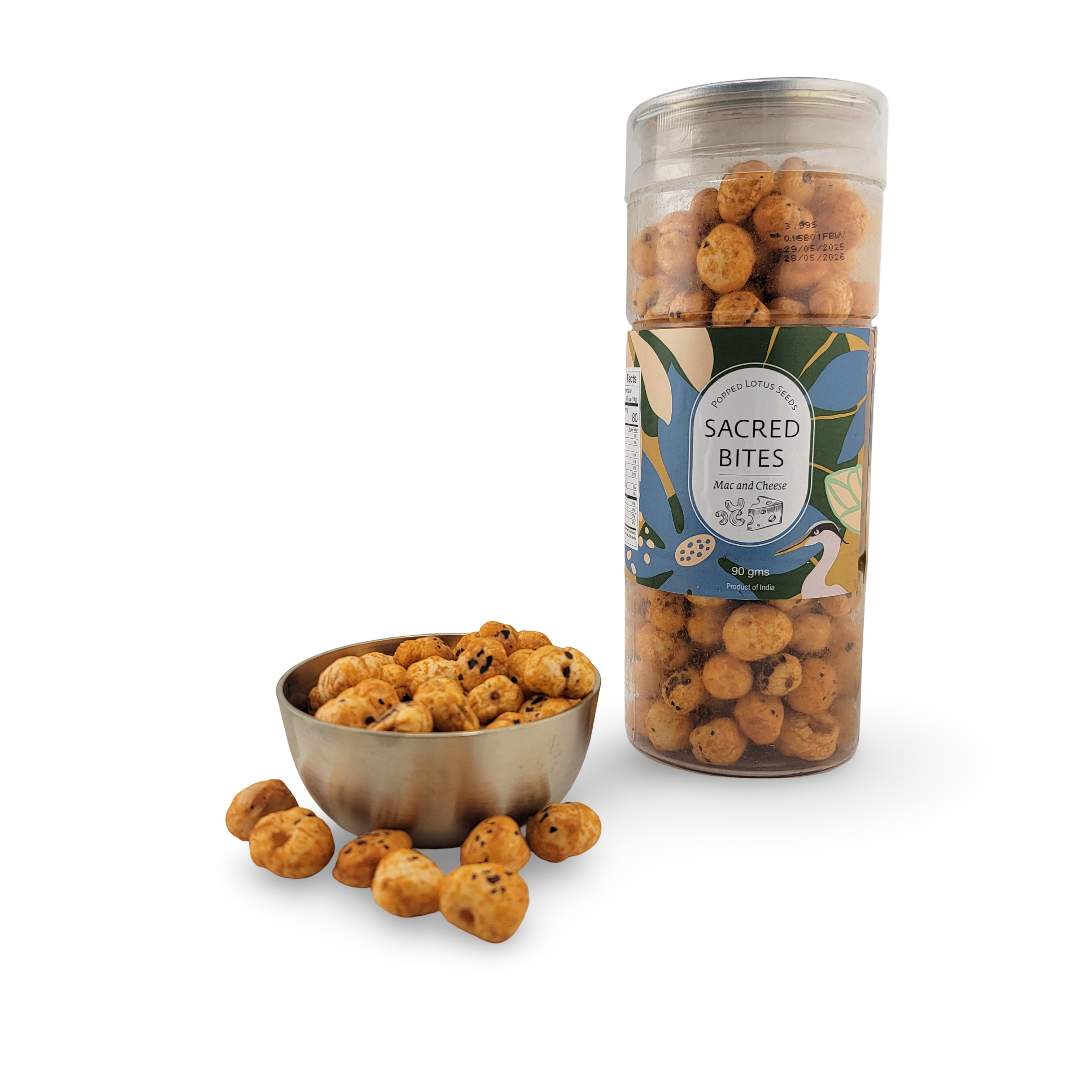 Sacred Bites Roasted Makhana Lotus Seeds 90 g | Crunchy Indian Fox Nut Snack in 3 Flavors