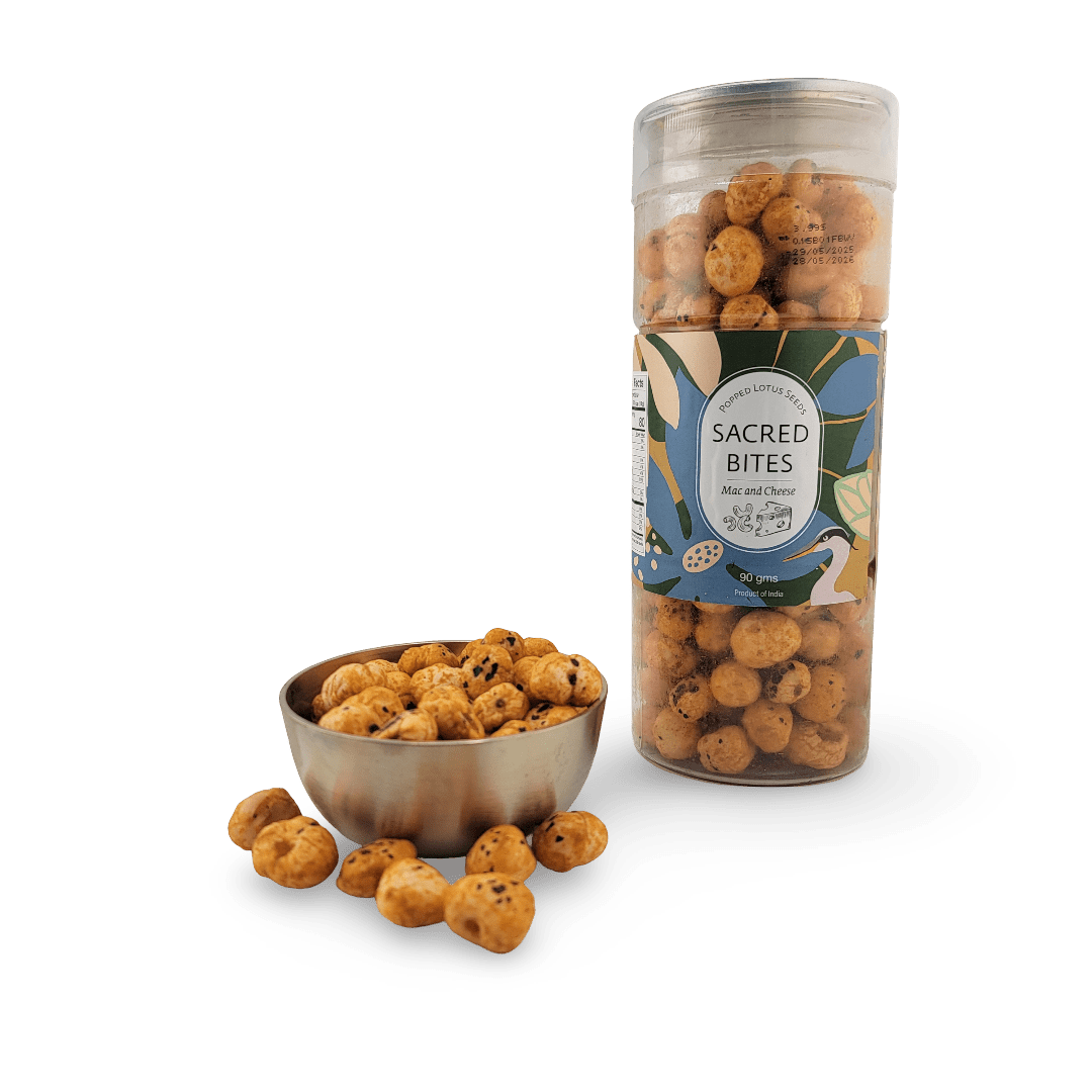 Sacred Bites Roasted Makhana Lotus Seeds 90 g | Crunchy Indian Fox Nut Snack in 3 Flavors - Matchless Gifts6