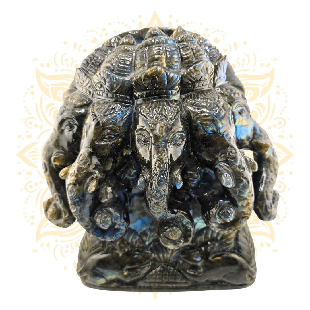 5 - Faced Ganesha Statue in Labradorite Stone - Matchless Gifts