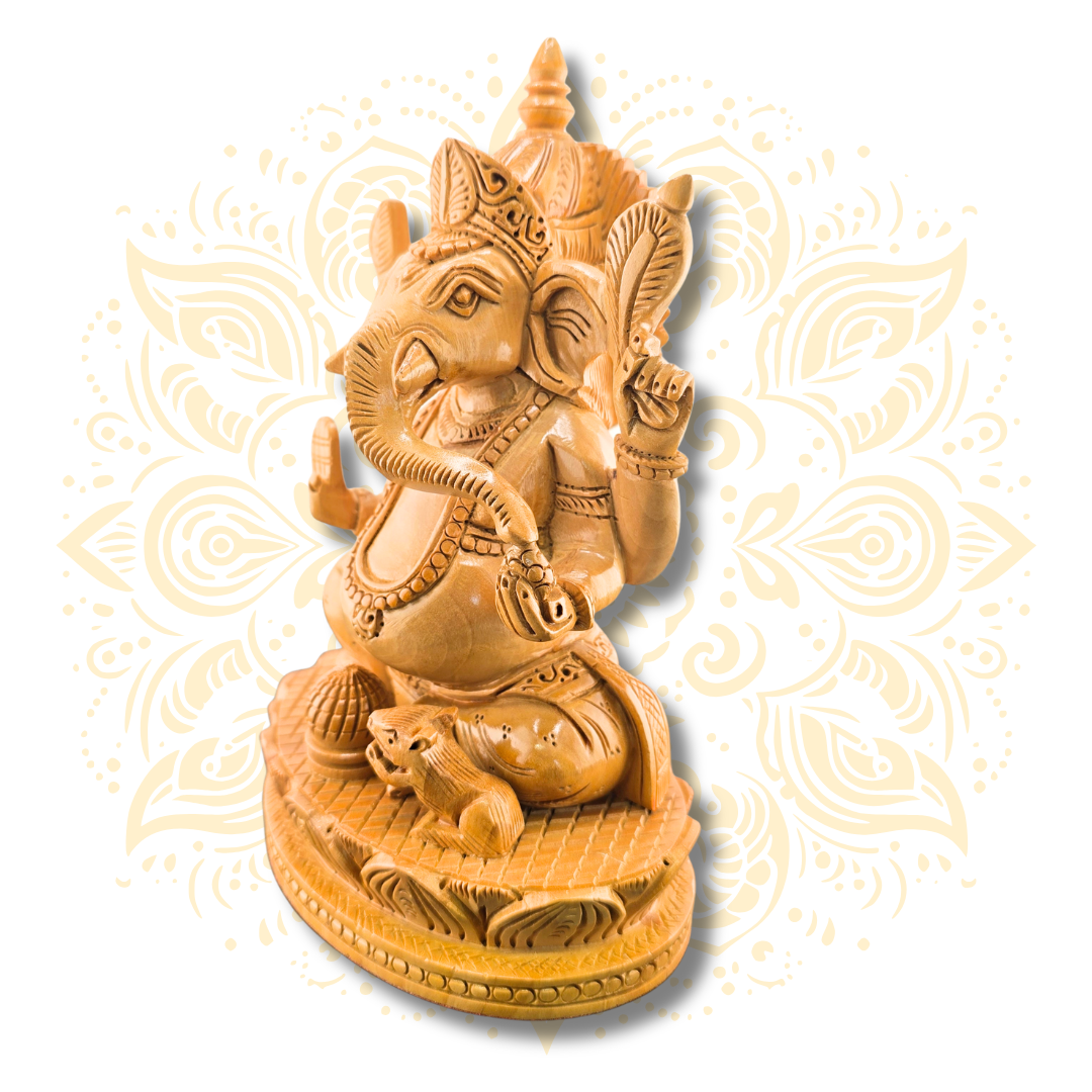 Wooden Ganesh Fine 8"