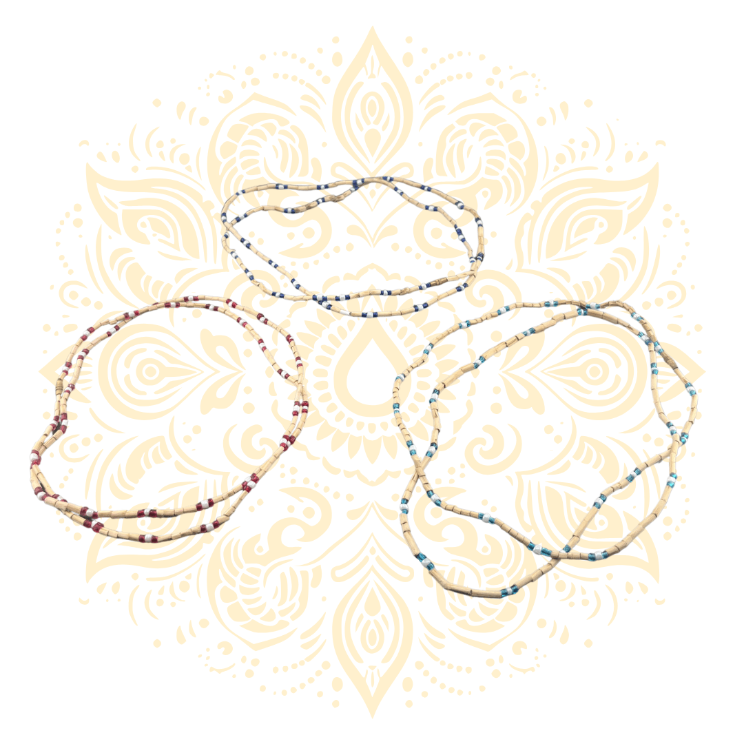 Tulasi Neckbeads - Red, Blue & Light Blue Beads - Matchless Gifts