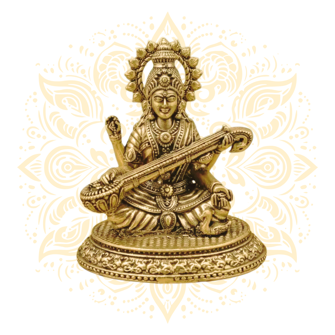 Brass Saraswati Statue 3.5” - Matchless Gifts