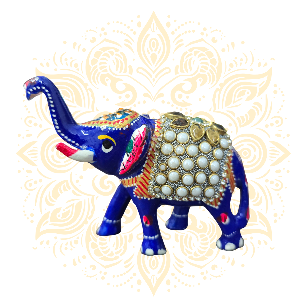 Meena Metal Elephant w/ Gems - Matchless Gifts