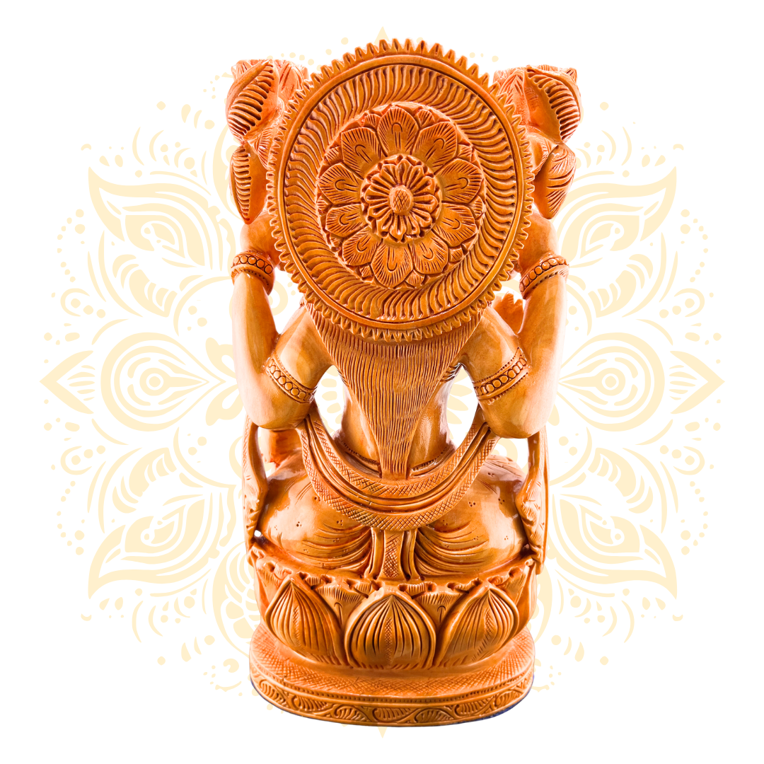 Hand Carved Wooden Hindu Goddess Statue – 12”