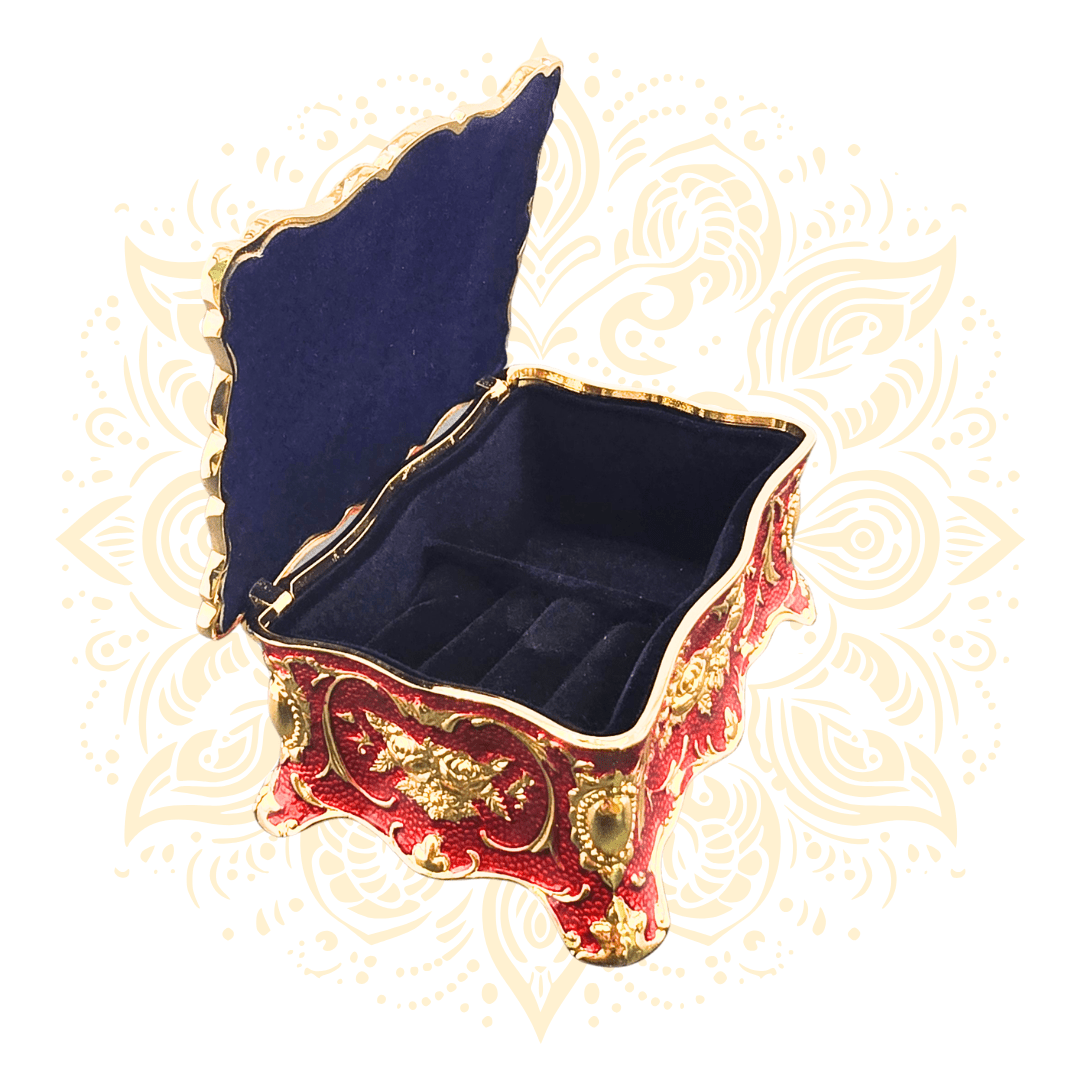 Luxury Red Metal Jewelry Trinket Box w/ Ring Holder - Matchless Gifts33