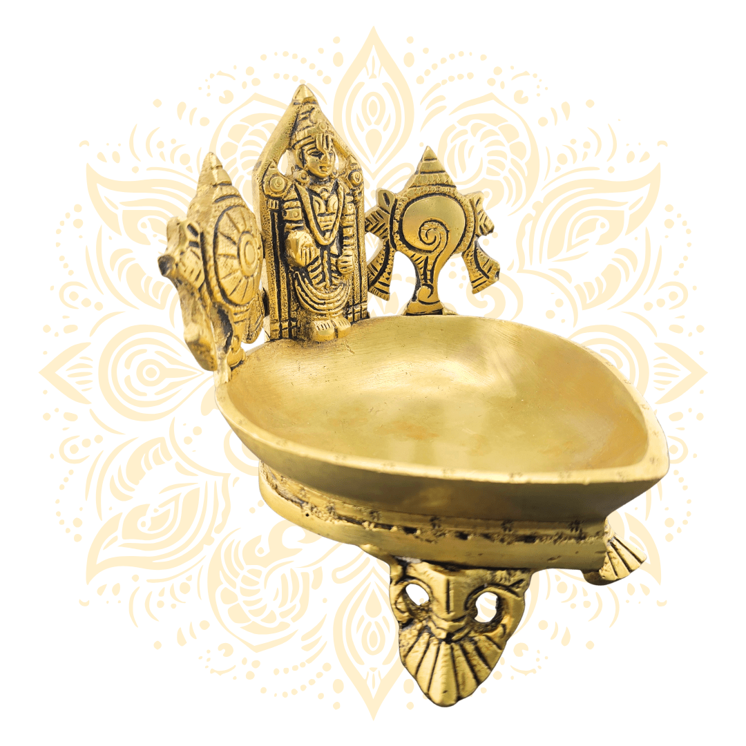 Brass Balaji Deepak Oil Lamp – 5 Inch - Matchless Gifts