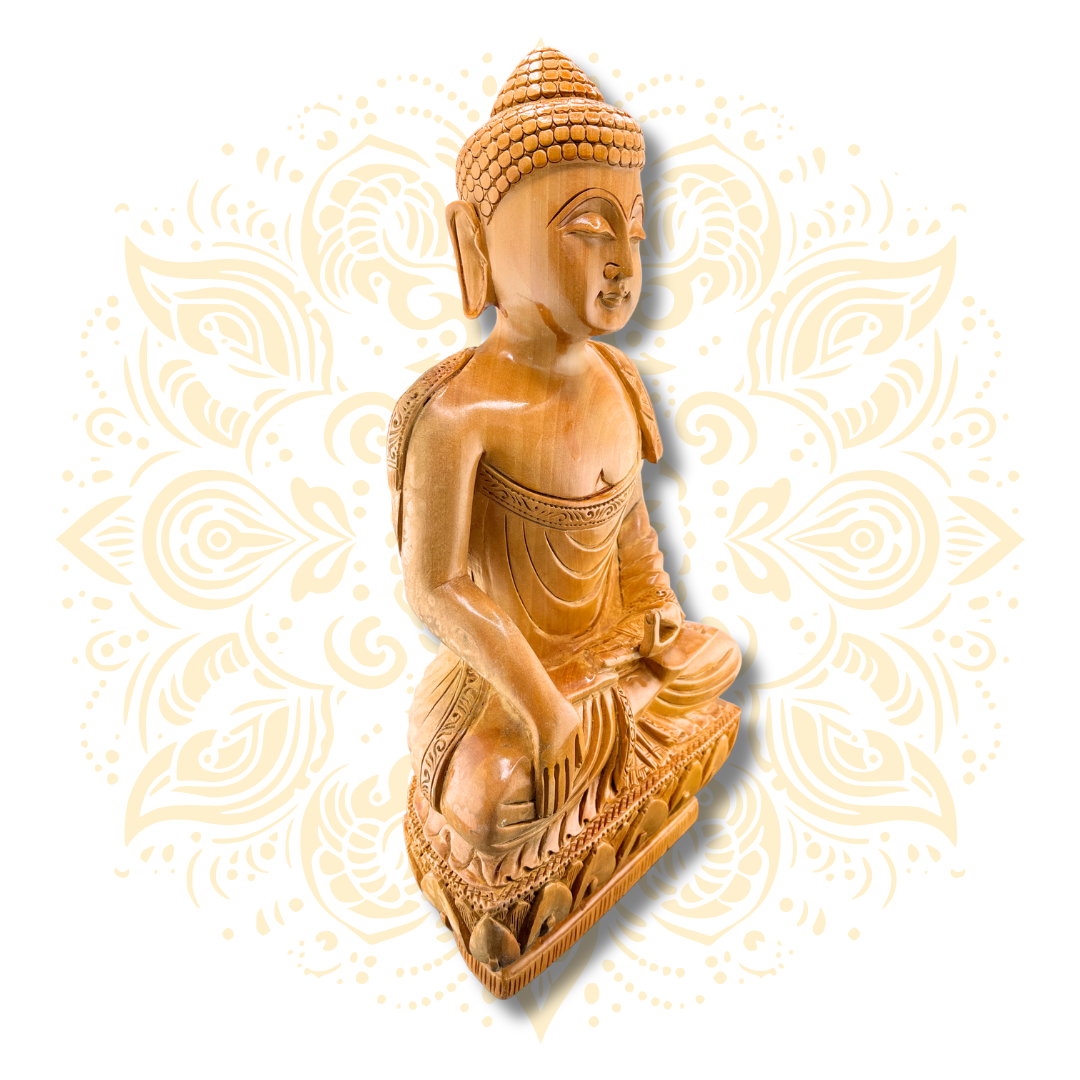 Hand Carved Wooden Buddha Murti – 12” - Matchless Gifts