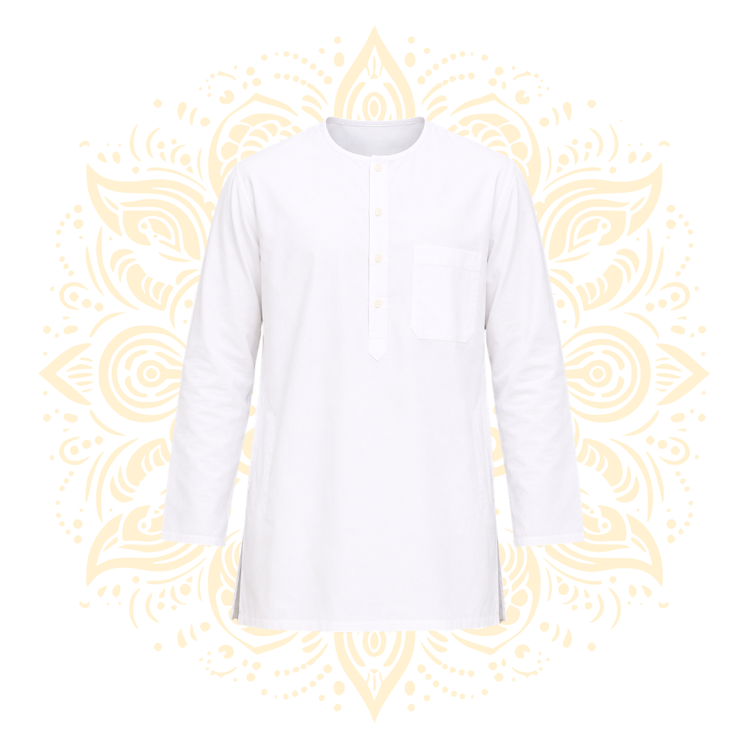 White Long Sleeve Kurta w/ 3 Pockets - Matchless Gifts2