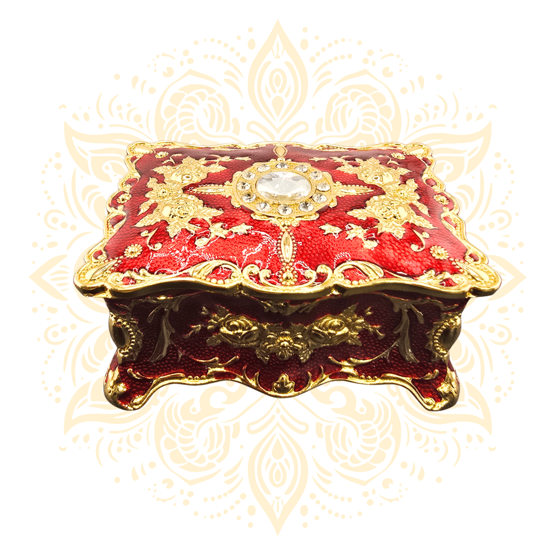 Luxury Red Metal Jewelry Trinket Box w/ Ring Holder - Matchless Gifts44