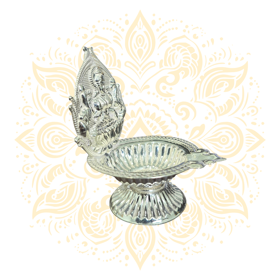 Silver Gajalaxmi Diya Oil Lamp 3"x3" 31 Grams