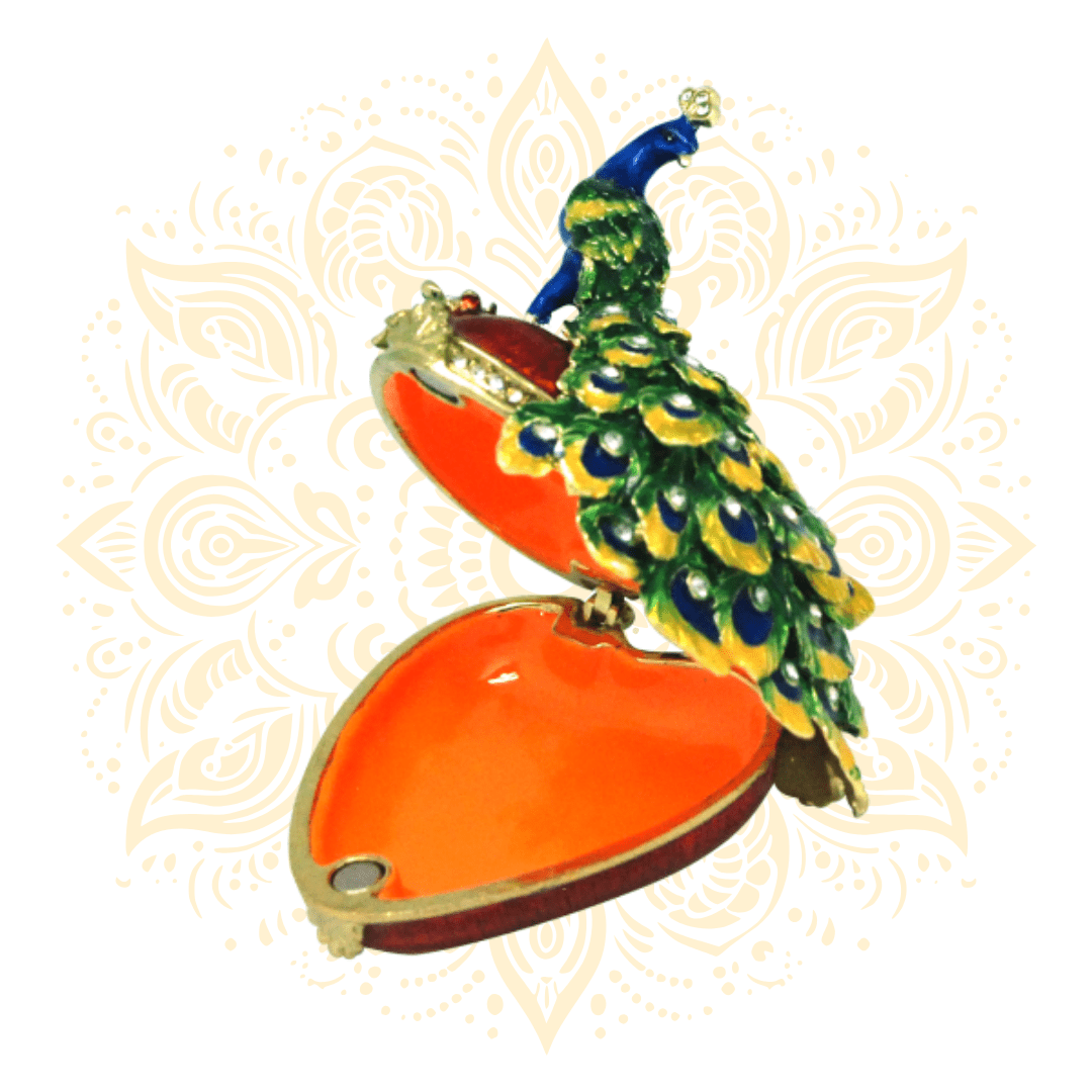 Peacock on Heart Box Red Trinket Box - Matchless Gifts2
