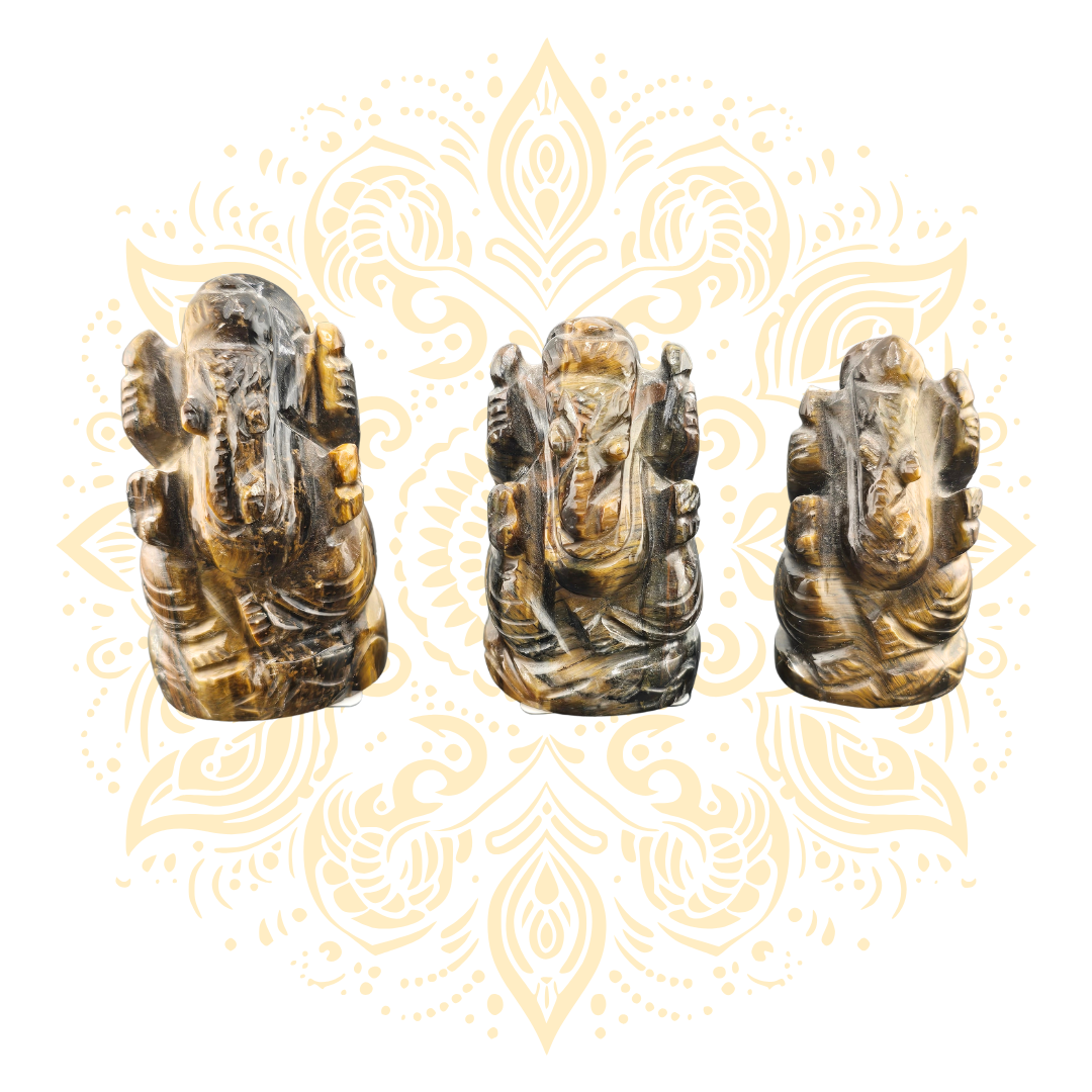Gemstone Tiger's Eye Ganesh Murti 2" - Matchless Gifts6