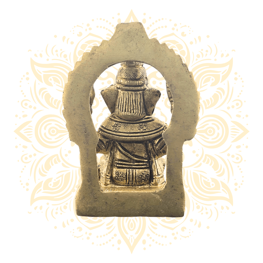 Brass Lord Ganesh Murti with Frame 3.5" - Matchless Gifts
