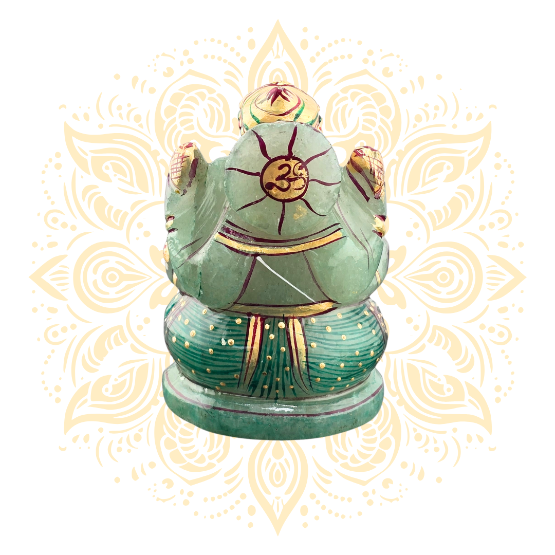 Hand-Carved Green Aventurine Ganesh - Matchless Gifts4