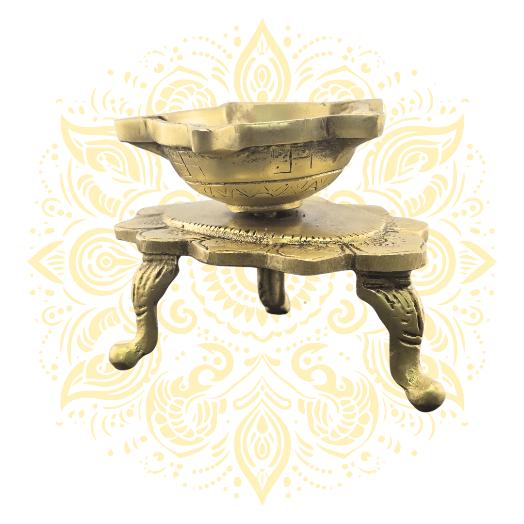 Brass Flower Diya Oil Lamp 5 x 3" - Matchless Gifts