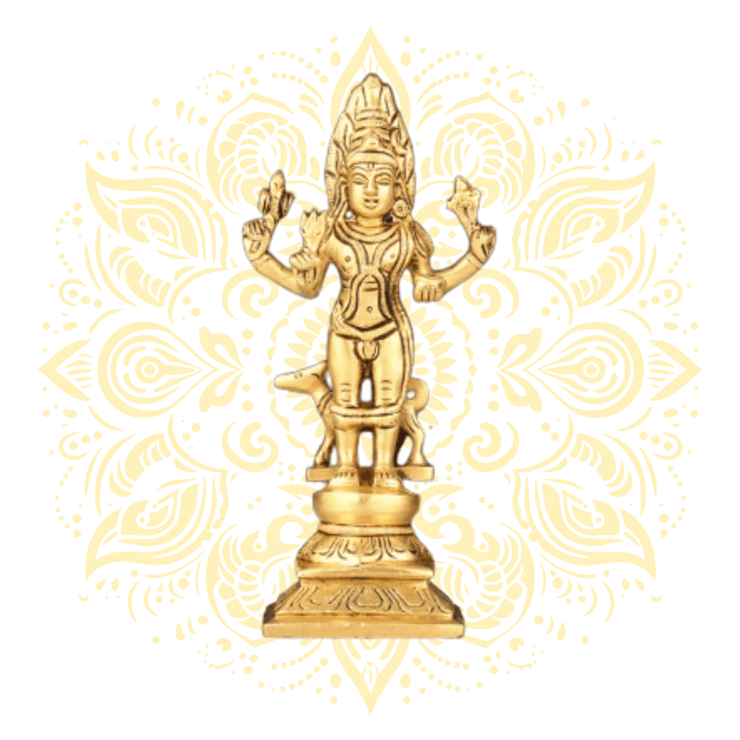 Brass Kala Bhairava Statue with Dog 6.5" - Matchless Gifts