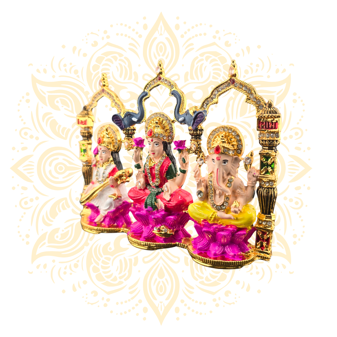 Lakshmi Saraswati Ganesh Pooja Stand 4.5 x 6”