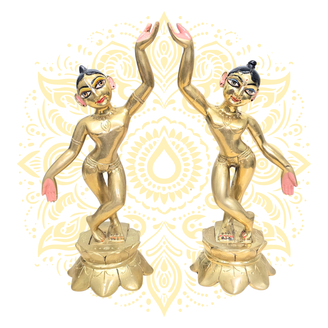 Gaura Nitai 11" Brass Murtis w/ Removable Bases