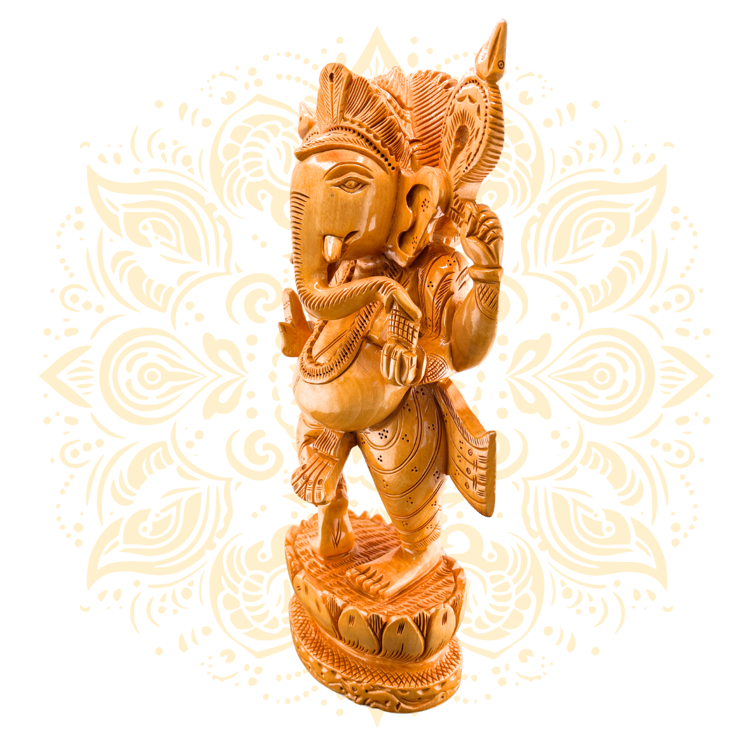 Hand Carved Wooden Dancing Ganesh Statue – Lord Ganesh Nataraja - Matchless Gifts4