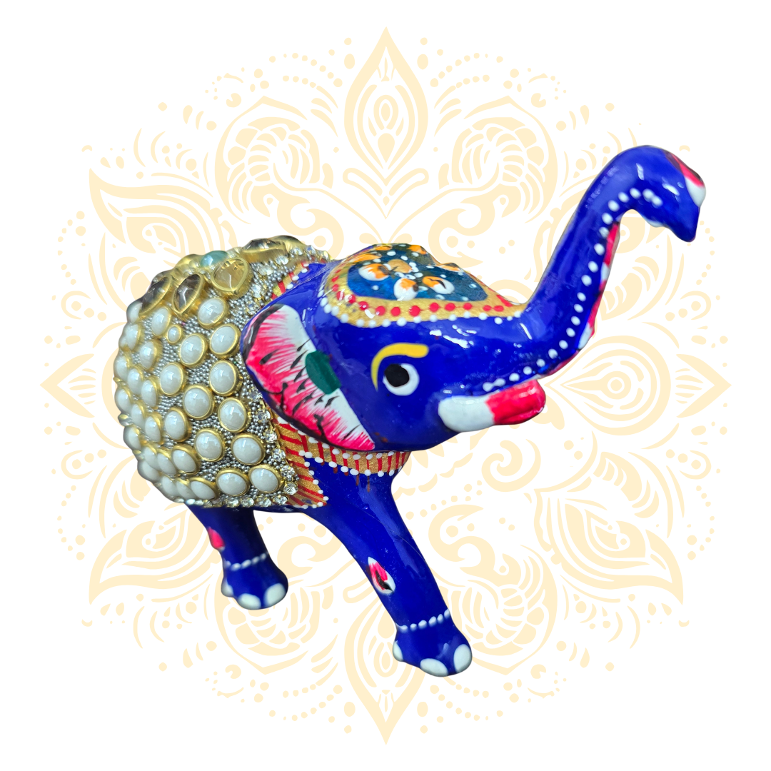 Meena Metal Elephant w/ Gems - Matchless Gifts