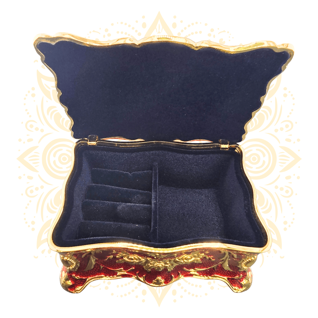 Luxury Red Metal Jewelry Trinket Box w/ Ring Holder - Matchless Gifts22