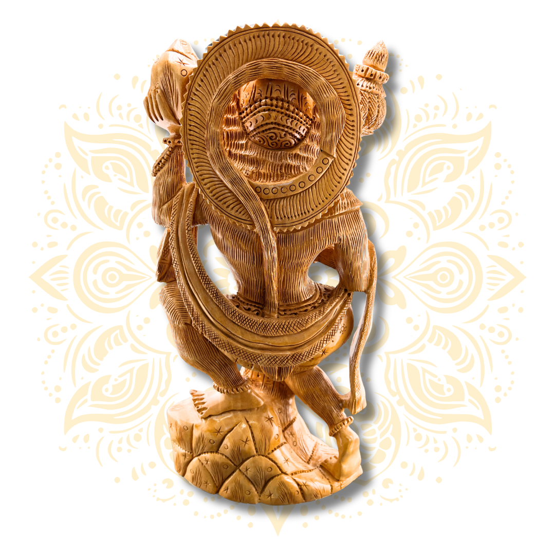 Hand Carved Wooden Standing Hanuman - Matchless Gifts