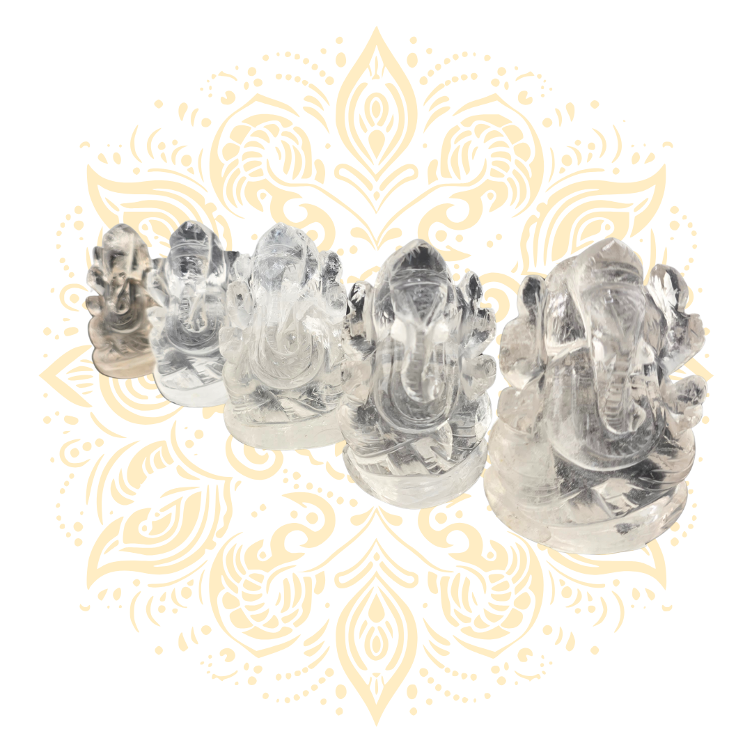 Hand Carved Clear Quartz Ganesh Murti - Matchless Gifts1