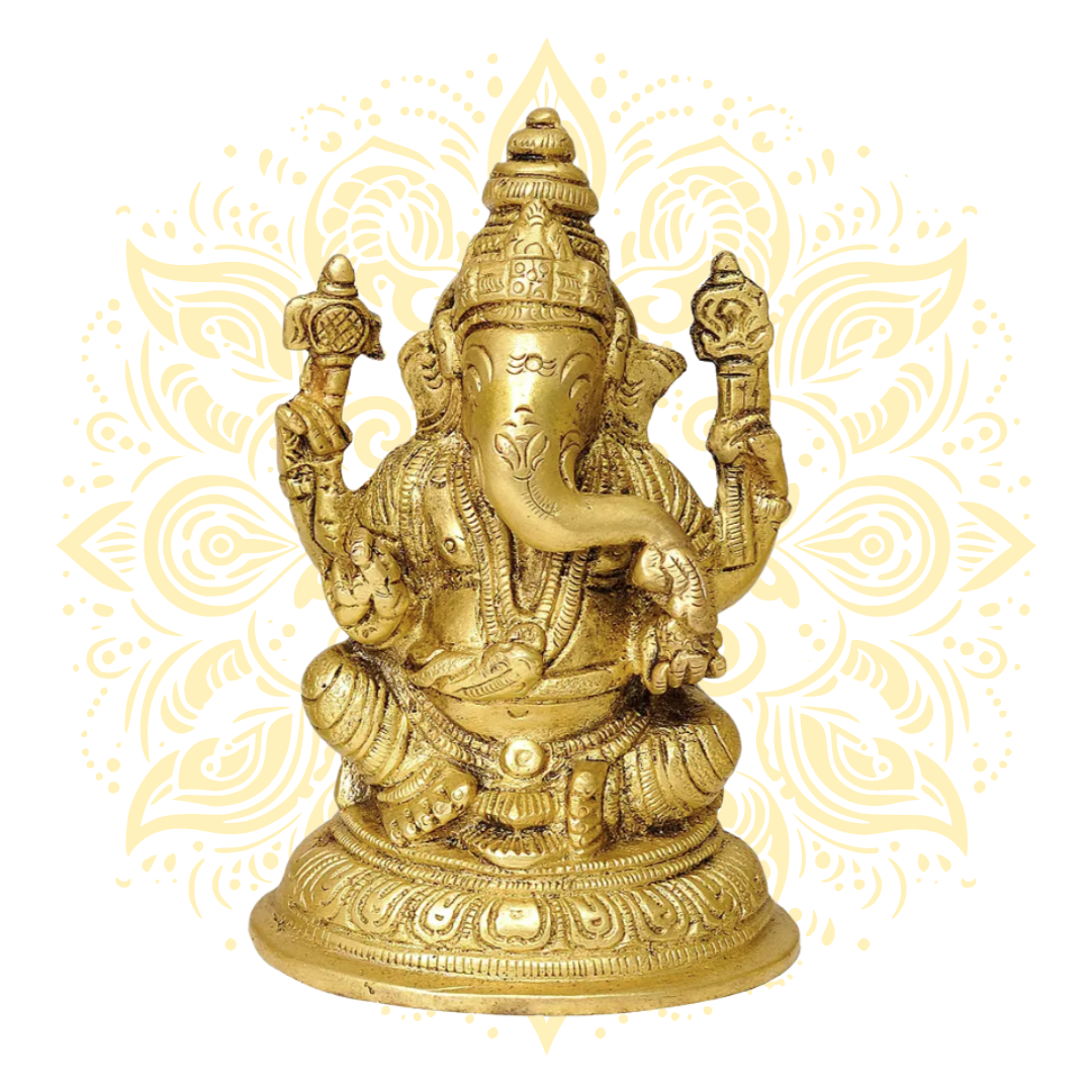 5" The Great Trinity - Saraswati, Ganesha and Lakshmi In Brass