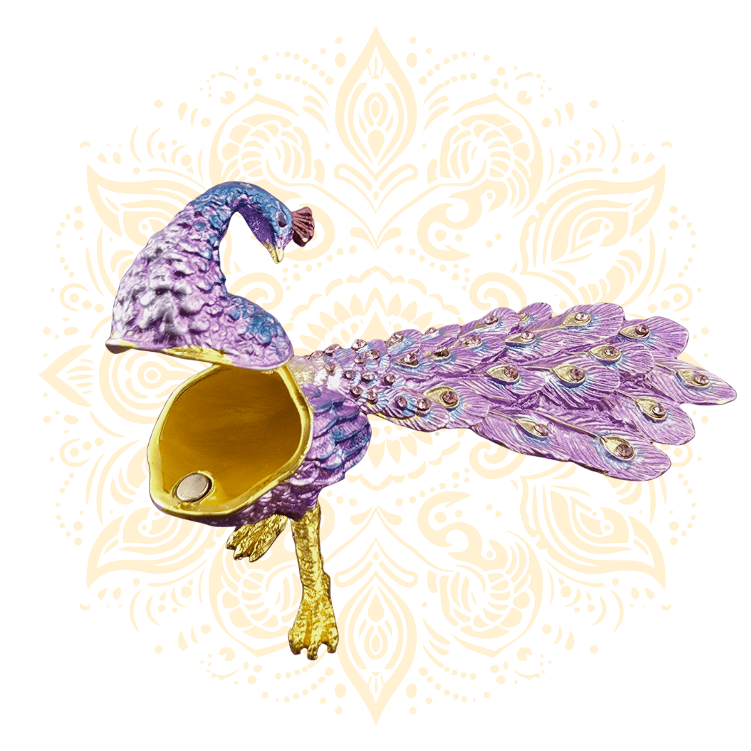 Peacock Metal Trinket Box w/ Crystal Accents | 6 x 3 Inch - Matchless Gifts