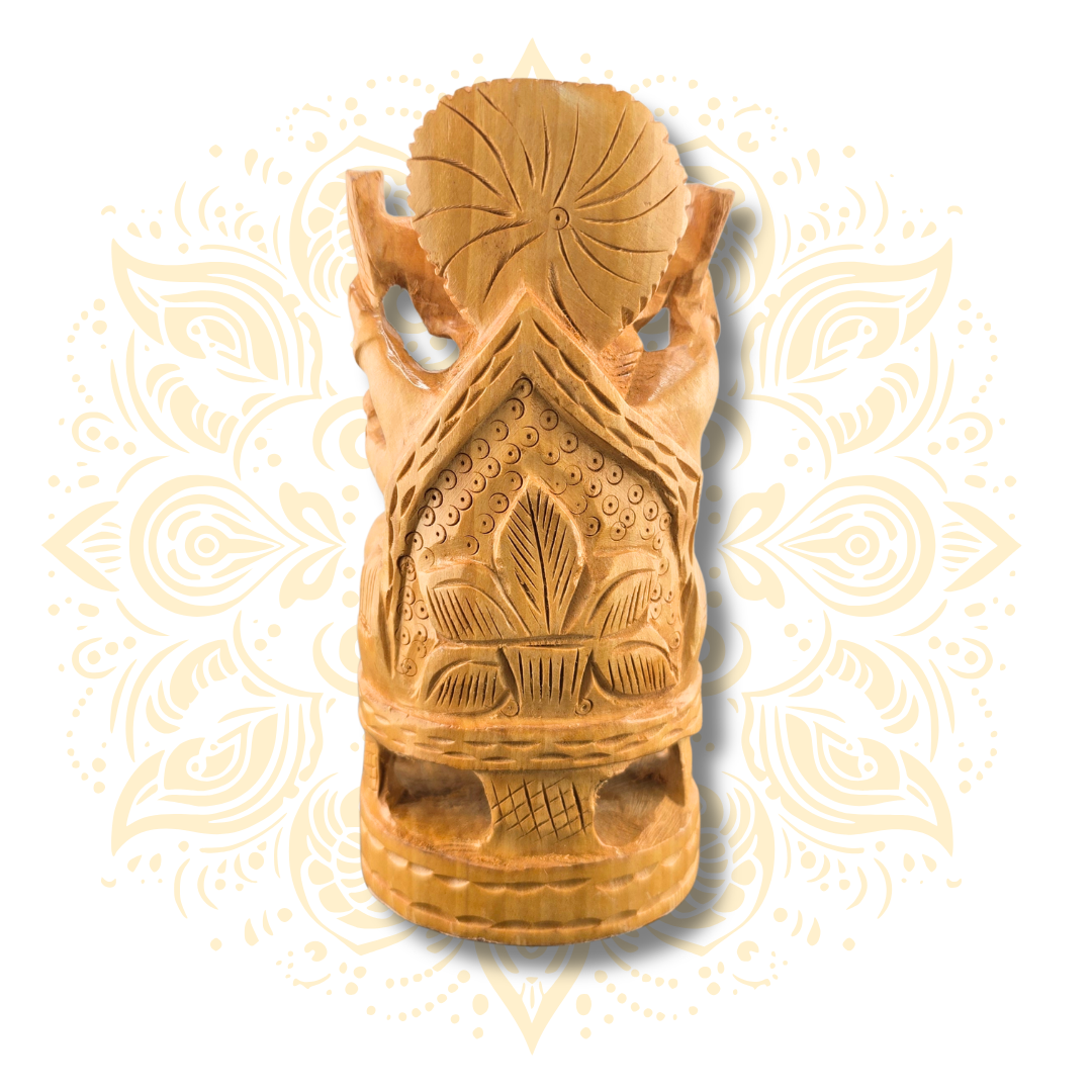 Hand Carved Wooden Ganesha 5”